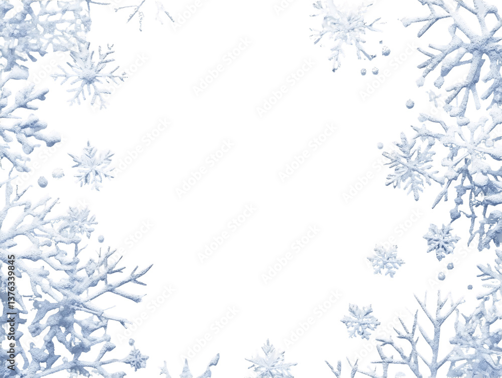 White Snowflakes Frame on Transparent Background, PNG White Snowflakes Frame on Transparent Background, PNG