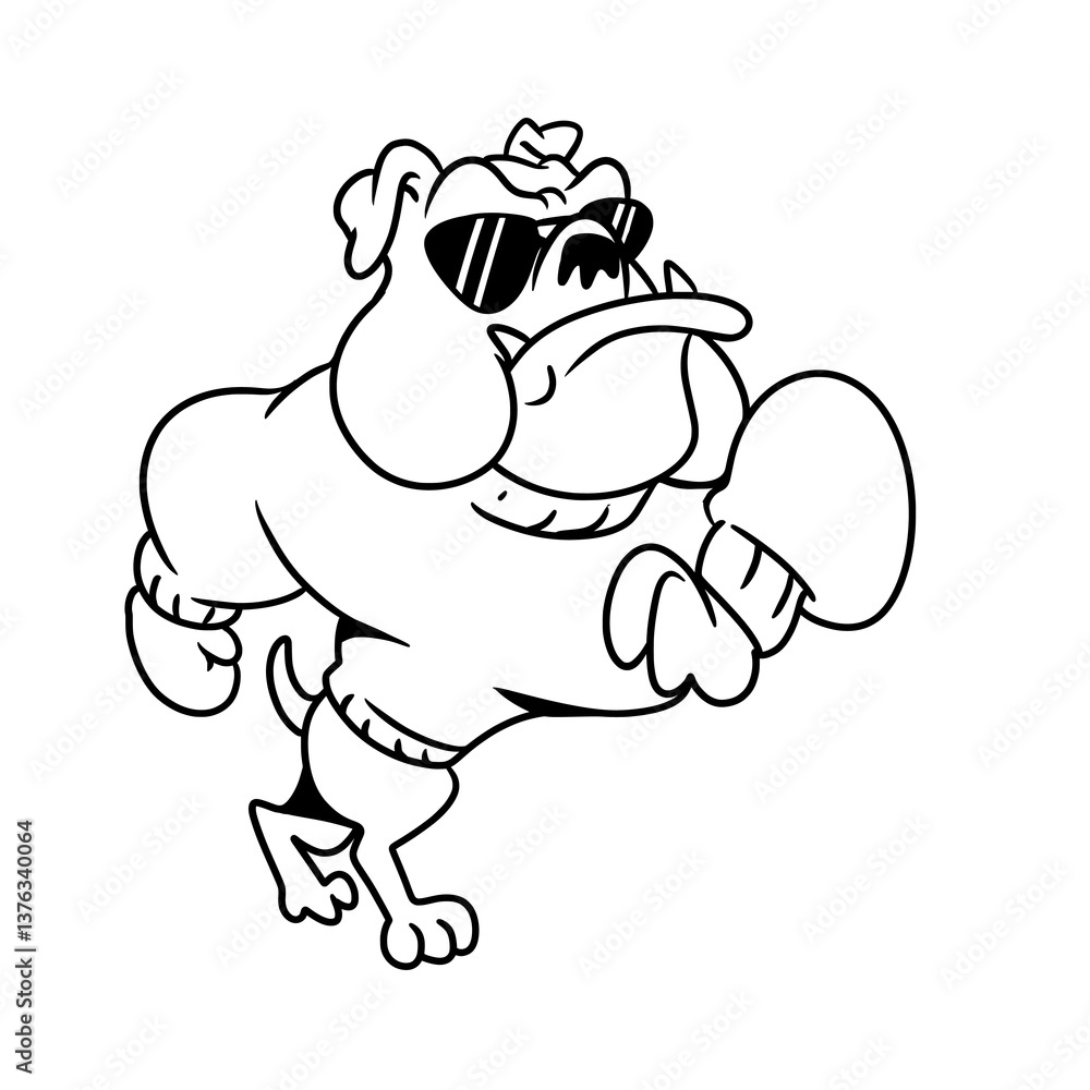 Obraz premium Stylish Bulldog Wearing Sweater and Sunglasses Vector Illustration