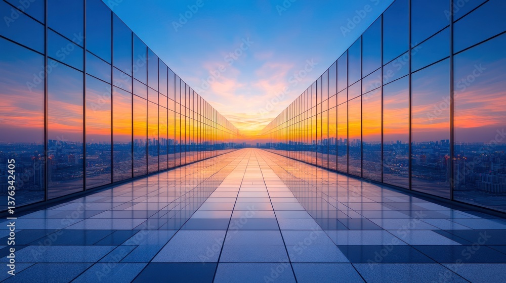 Cityscape Reflection: Modern Architecture at Sunset Cityscape Reflection: Modern Architecture at Sunset