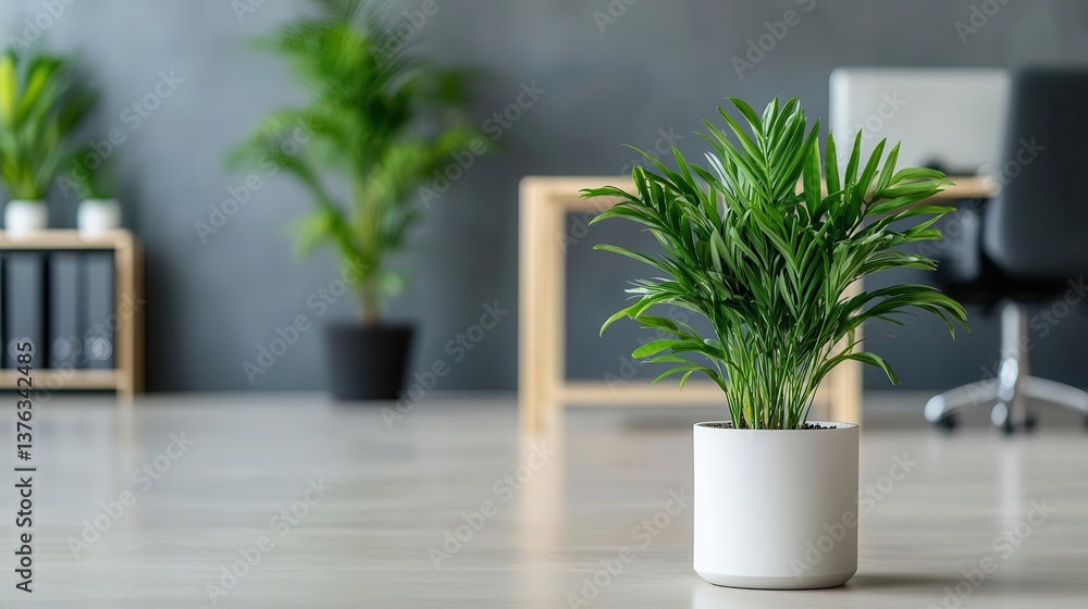 Open office area with a simple indoor garden of lowmaintenance plants, minimalist design and natural light Open office area with a simple indoor garden of lowmaintenance plants, minimalist design and natural light