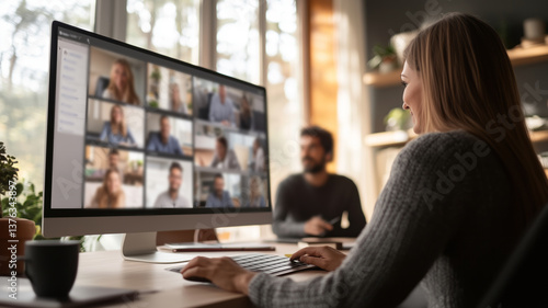 Borderless Team Dynamics - Global Video Conference Engagement | Modern Digital Collaboration in Home Office Ecosystem