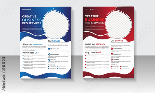 a bundle of 2 templates of two colors a4 flyer template, modern business flyer template, abstract business flyer and creative design, IT company flyer and editable vector template design