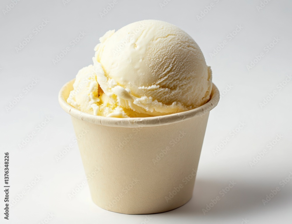 Enjoying Vanilla Ice Cream Scoop in Paper Cup Simple Presentation Enjoying Vanilla Ice Cream Scoop in Paper Cup Simple Presentation