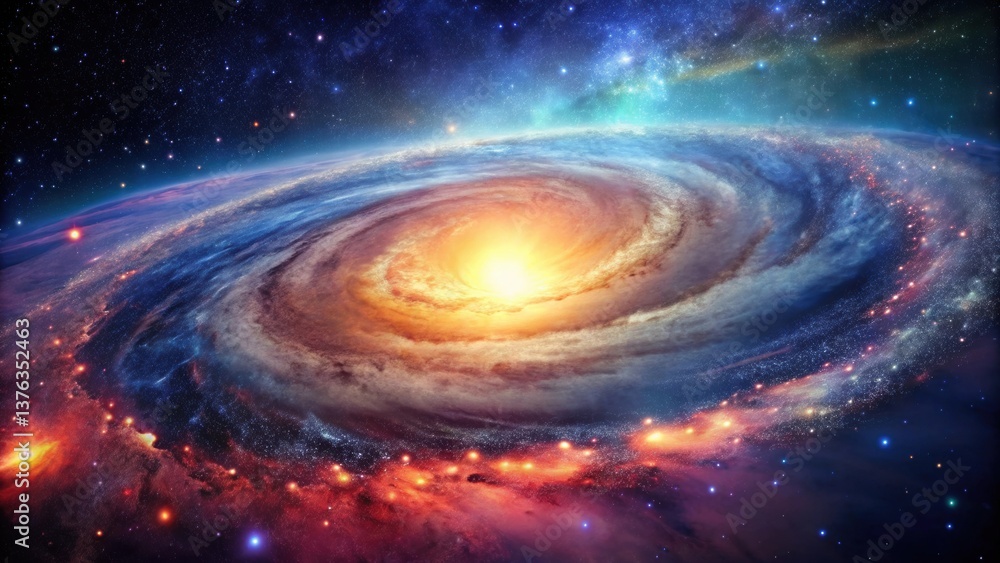 Obraz premium A Celestial Tapestry Radiant Nebula Swirls in a Symphony of Cosmic Colors, Unveiling a Universe of Wonder and Mystery