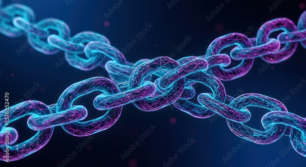 Glowing Chain Links with Abstract Network. Glowing Chain Links with Abstract Network.