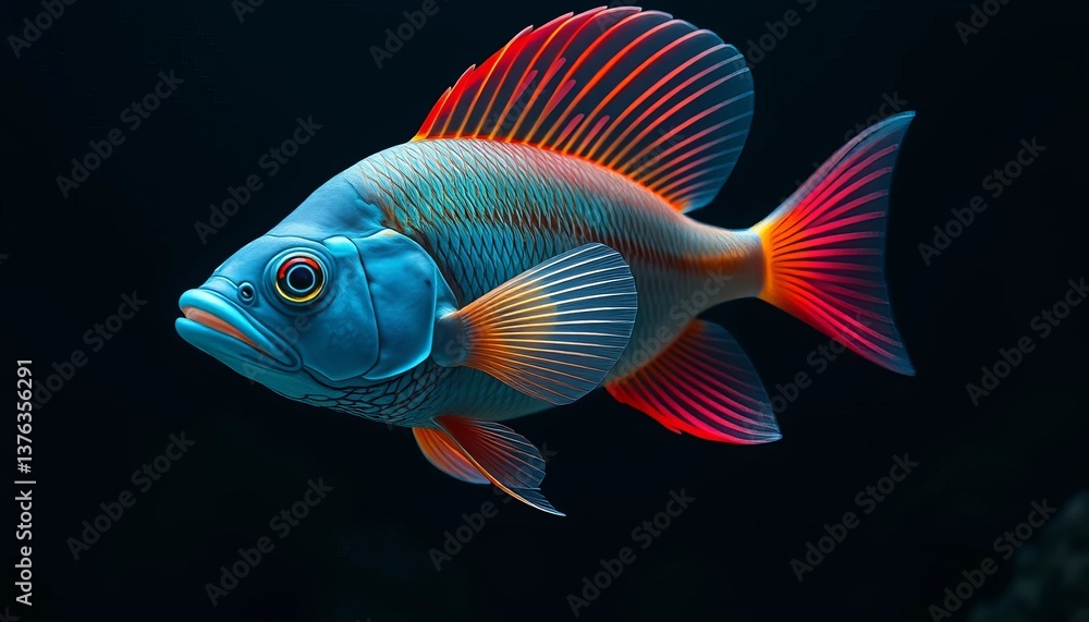 Fototapeta premium Vibrant Aquatic Creature with Striking Fins and Scales, a Vivid Study in Underwater Beauty