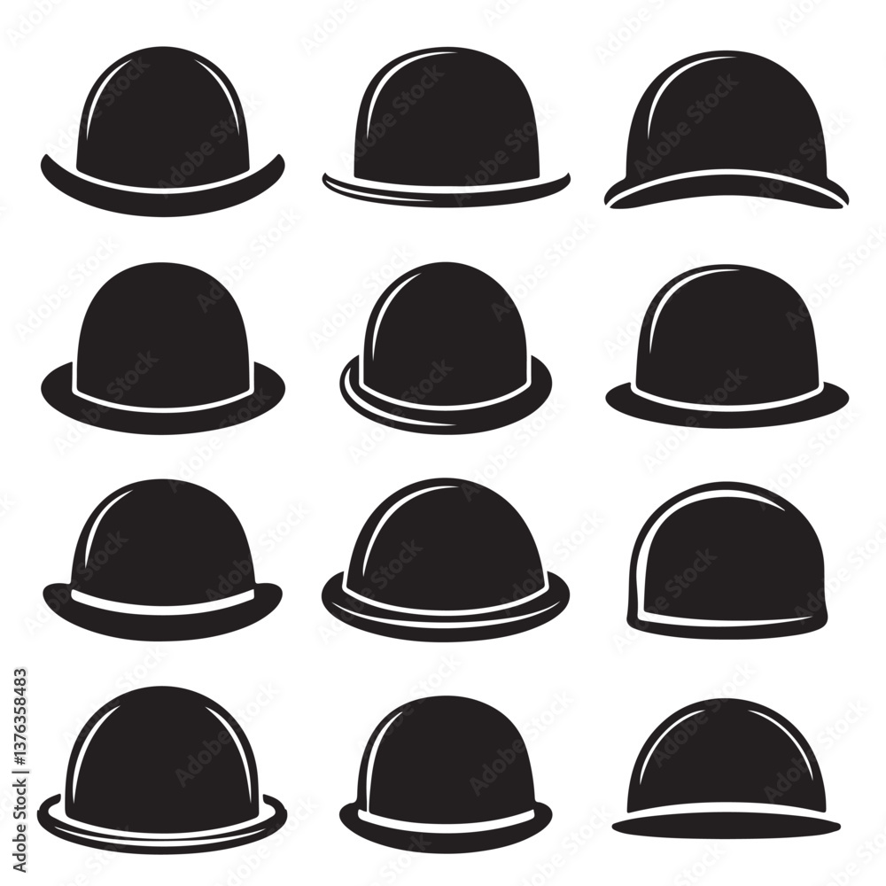 set vector various bowler hats set vector various bowler hats