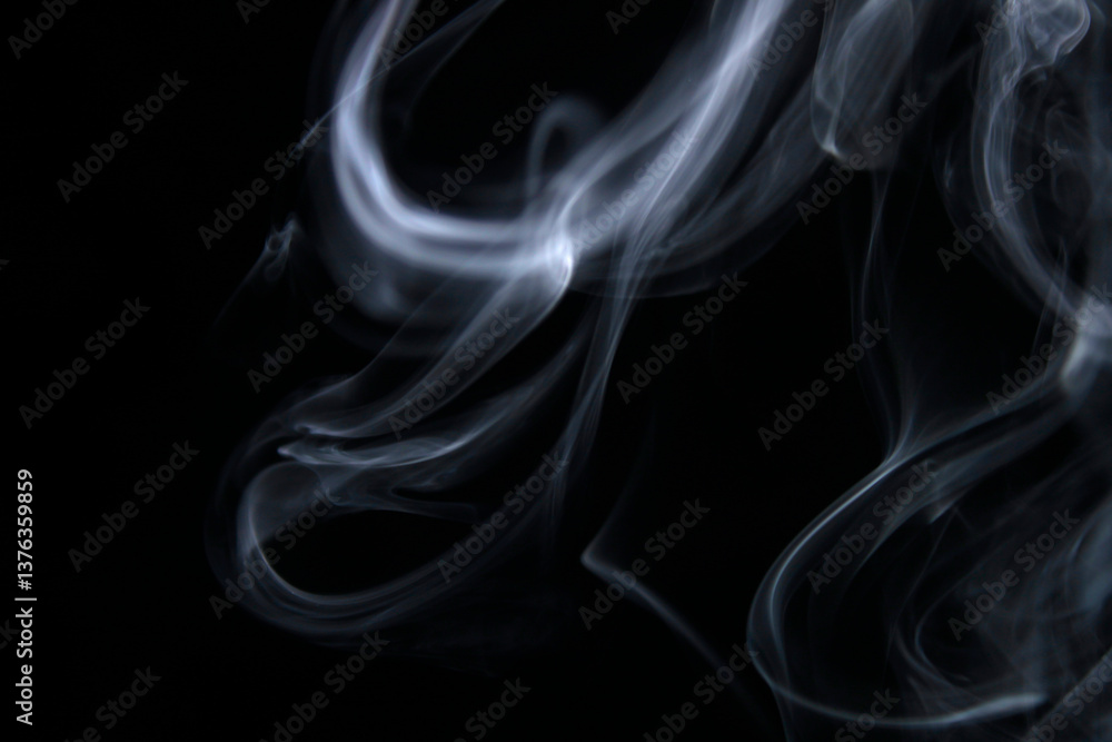 Ethereal Smoke Patterns on Black Background for Creative Use