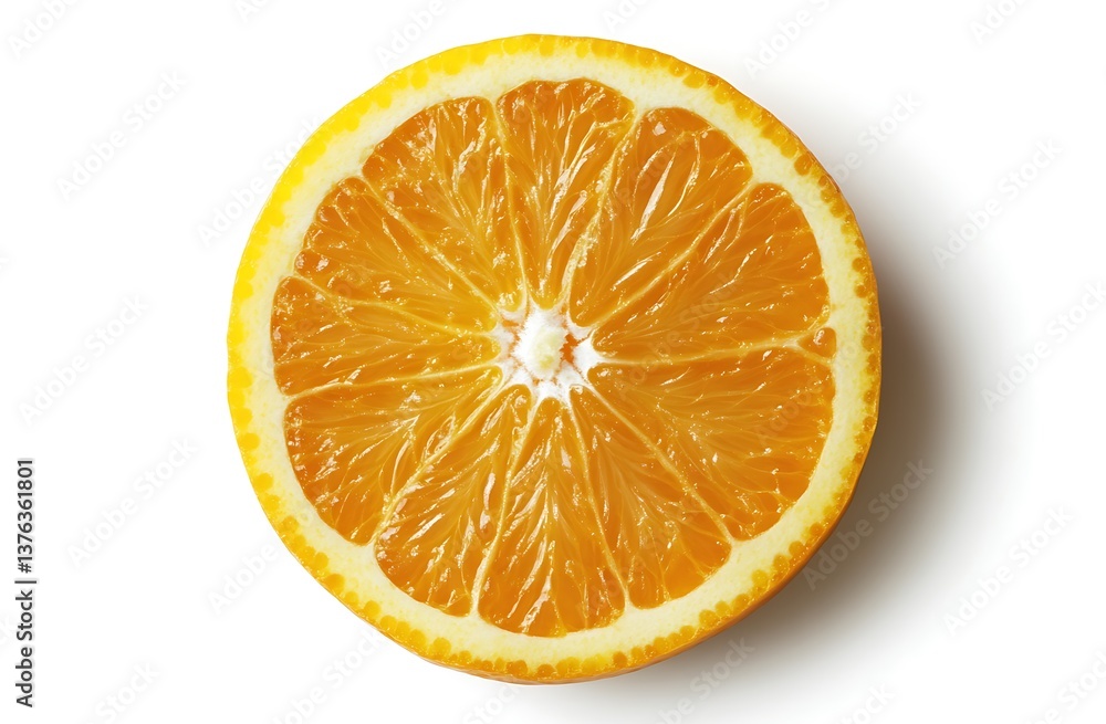 A slice of orange isolated on a white background A slice of orange isolated on a white background
