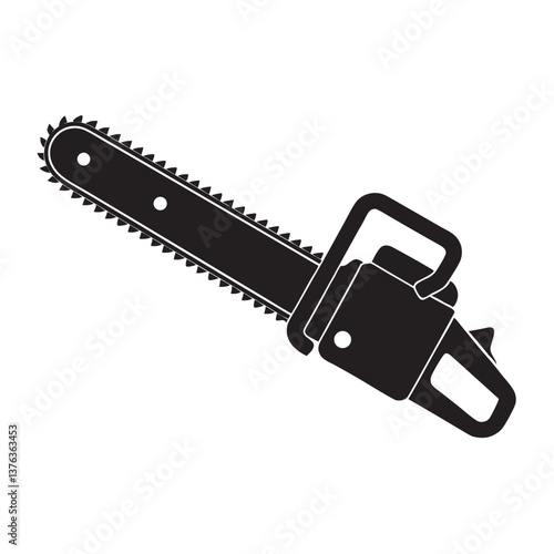 
Chainsaw black silhouette vector, Lumberjack icon, Chainsaw black icon vector illustration on white background