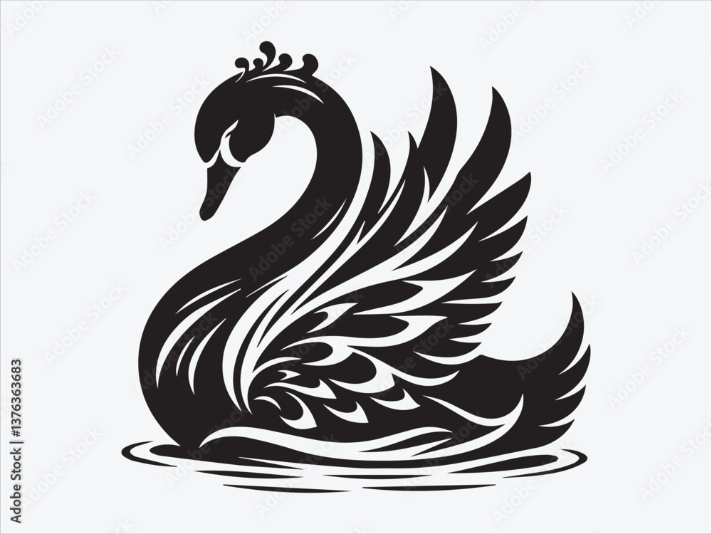 Fototapeta premium Elegant Swan Silhouette with Graceful Curves and a Majestic Posture