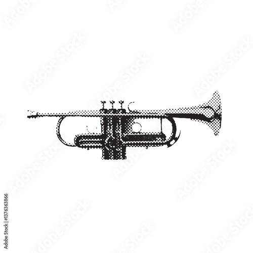 trumpet halftone grunge vector design element