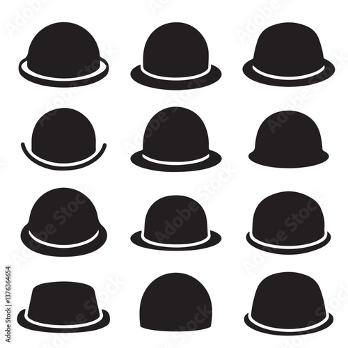set vector various bowler hats	
