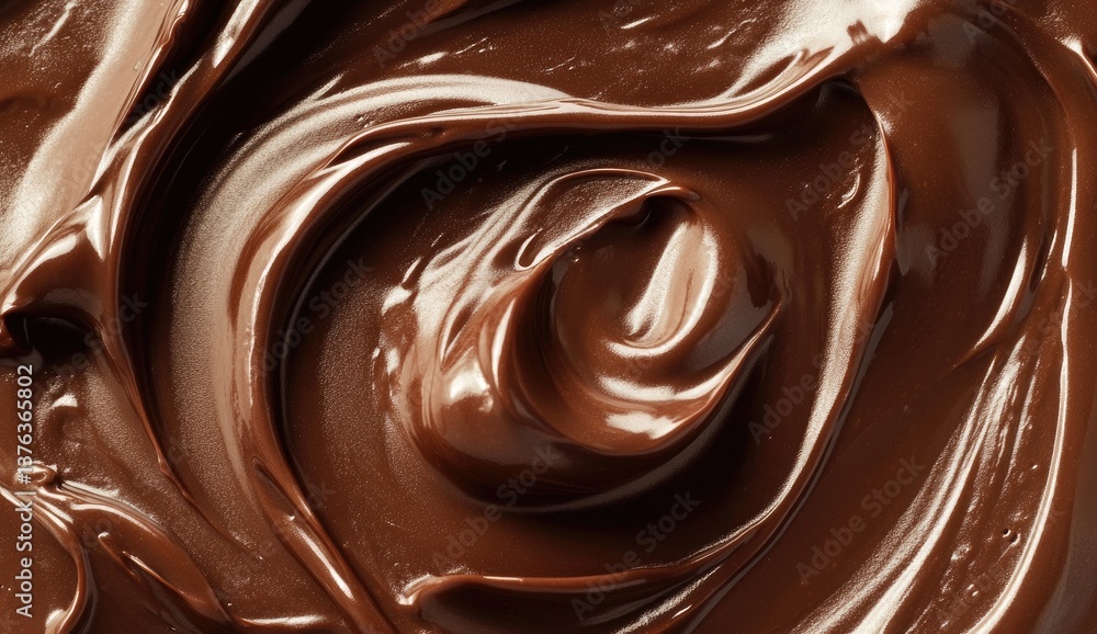 Melted chocolate swirls in a glossy texture Melted chocolate swirls in a glossy texture