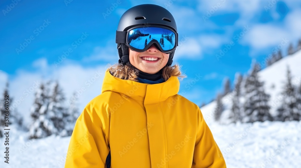 Confident young snowboarder in winter gear Confident young snowboarder in winter gear