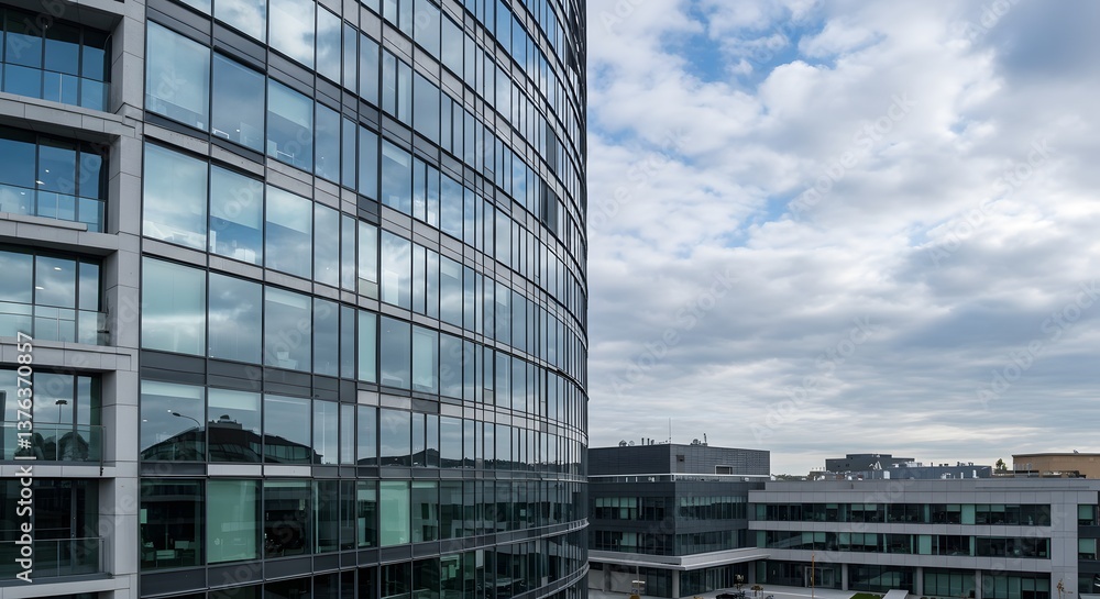 Fototapeta premium Modern glass office building exterior.