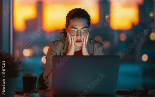 Billede på lærred businesswoman working on laptop