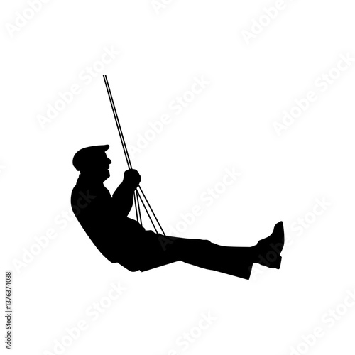An old man sitting on a swing vector