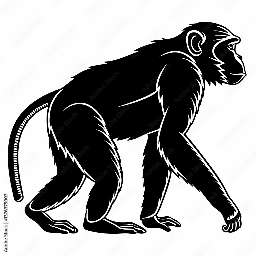 Fototapeta premium monkey black silhouette icon vector