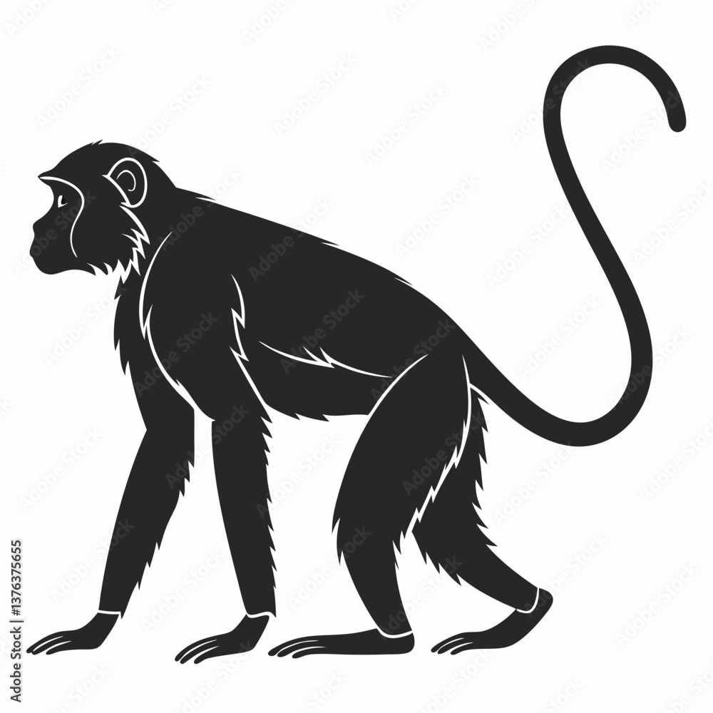 Obraz premium monkey black silhouette icon vector