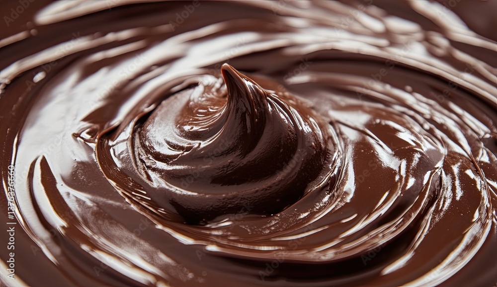 Melted chocolate swirls in a close-up view Melted chocolate swirls in a close-up view