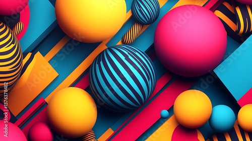 Vibrant abstract geometric shapes with bright colors and smooth edges image