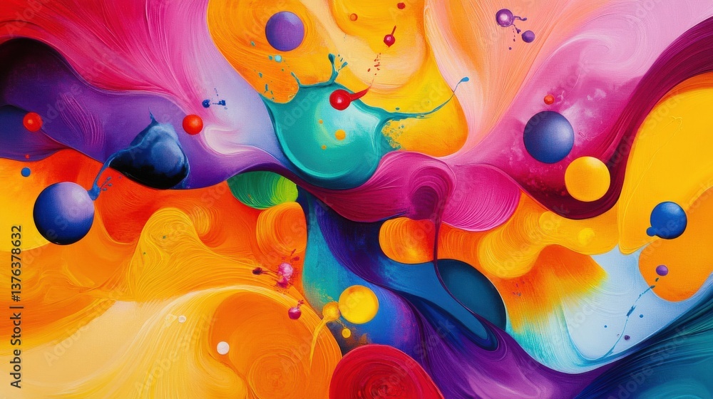 Fototapeta premium Vibrant abstract art exhibition modern digital creative expression