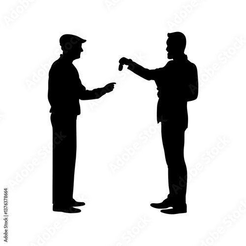 A businessman giving car keys to an elderly man vector.