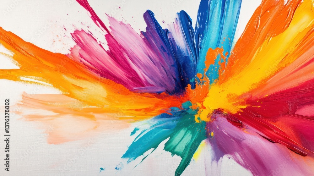 Obraz premium Vibrant paint splashes abstract art colorful expression studio space close-up creativity unleashed