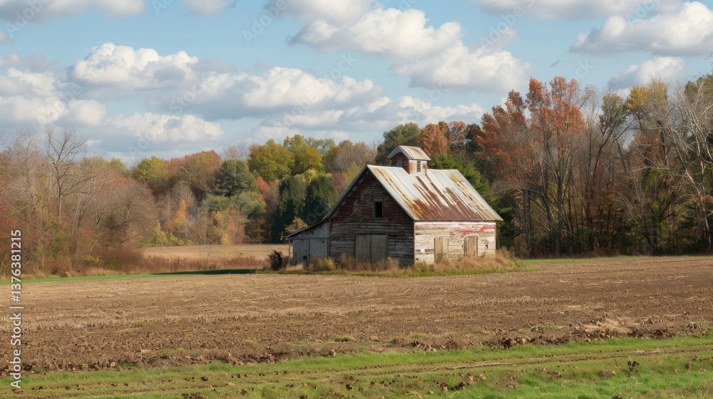 A quaint small farmhouse barn surrounded by farmland. A quaint small farmhouse barn surrounded by farmland.