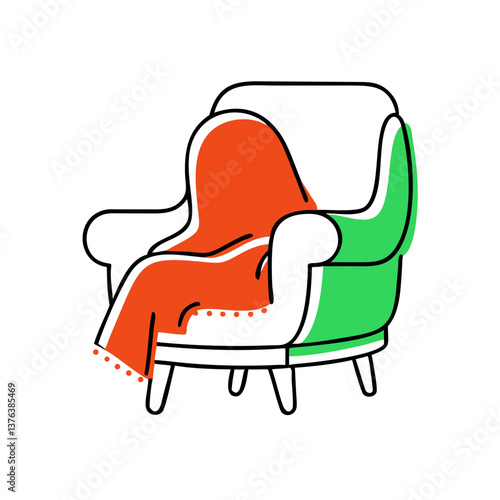 Cozy armchair with an orange blanket for relaxation  