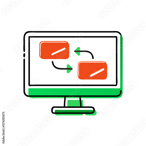 Computer screen displaying budget management flowchart  