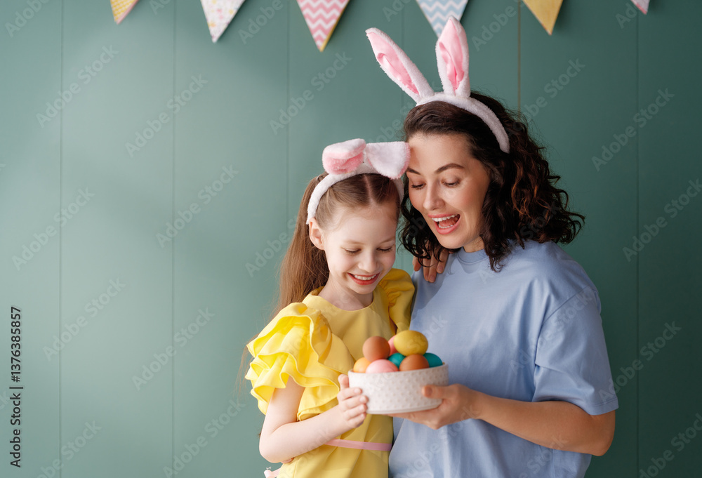 family preparing for Easter family preparing for Easter