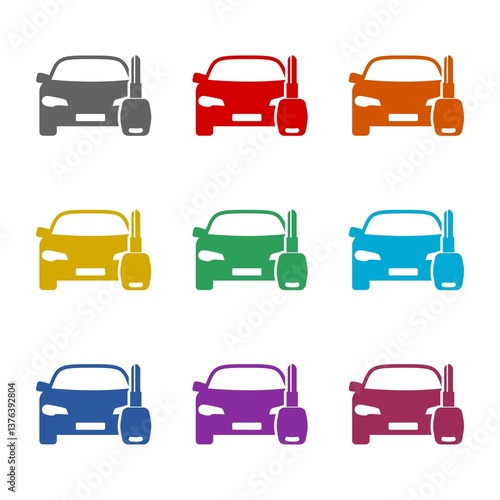 Key car rent icon isolated on white background. Set icons colorful