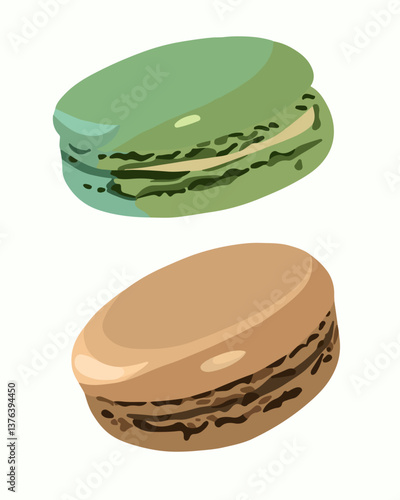 Vector isolated illustration with macaroons on a white background.