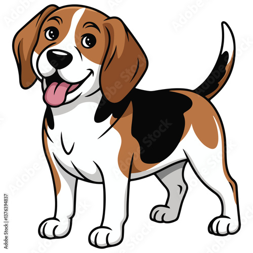 Adorable Beagle dog vector illustration isolated on withe White background Vector style