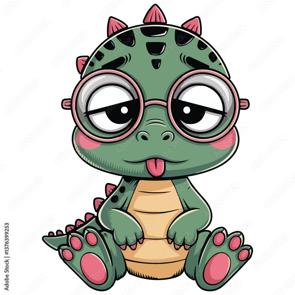 Naklejka premium Cute Baby Dinosaur Funny baby Dinosaur vector illustration art