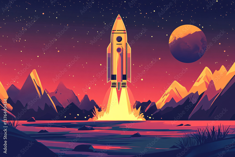 Obraz premium a space shuttle is flying over a mountain range