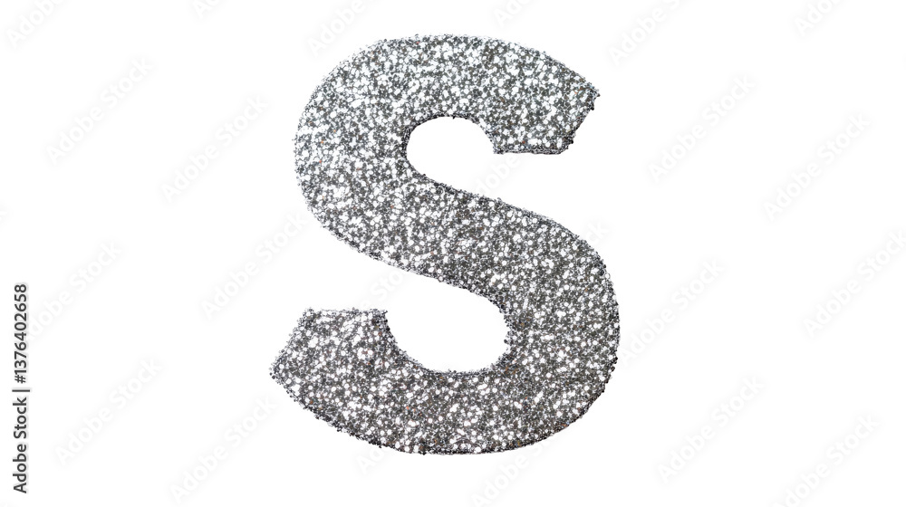 Naklejka premium Glittery letter S with transparent background for creative designs