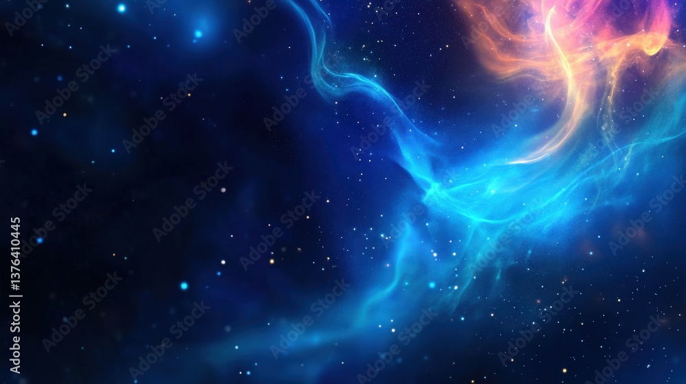 Fototapeta premium Cosmic nebula swirls outer space digital art galactic environment wide angle ethereal beauty