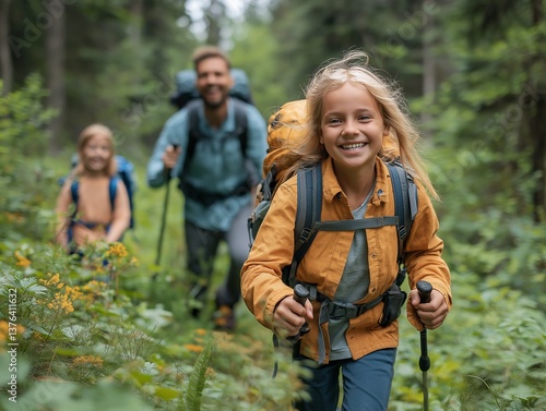 Family Hiking Adventure in the Great Outdoors: Exploring Scenic Forest Trails with Children and Camping Gear