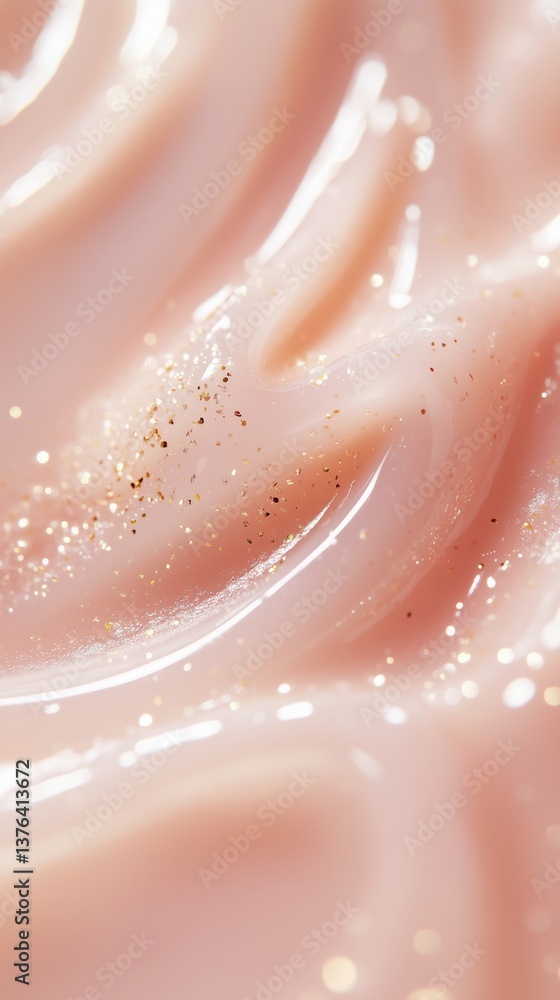Fototapeta premium Glossy Pink Skincare Texture with Glitter and Shine