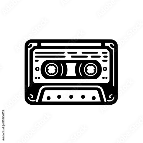 Stylized illustration of a retro cassette tape featuring intricate design elements, capturing the essence of vintage music technology