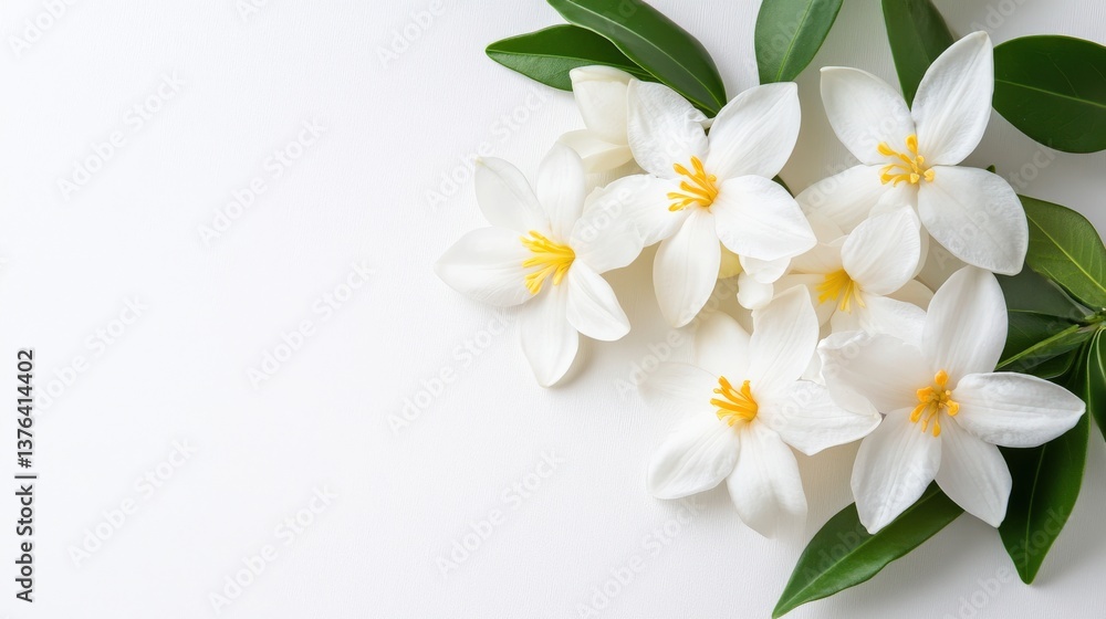Fototapeta premium Delicate white flowers in a calm natural setting a close-up still life