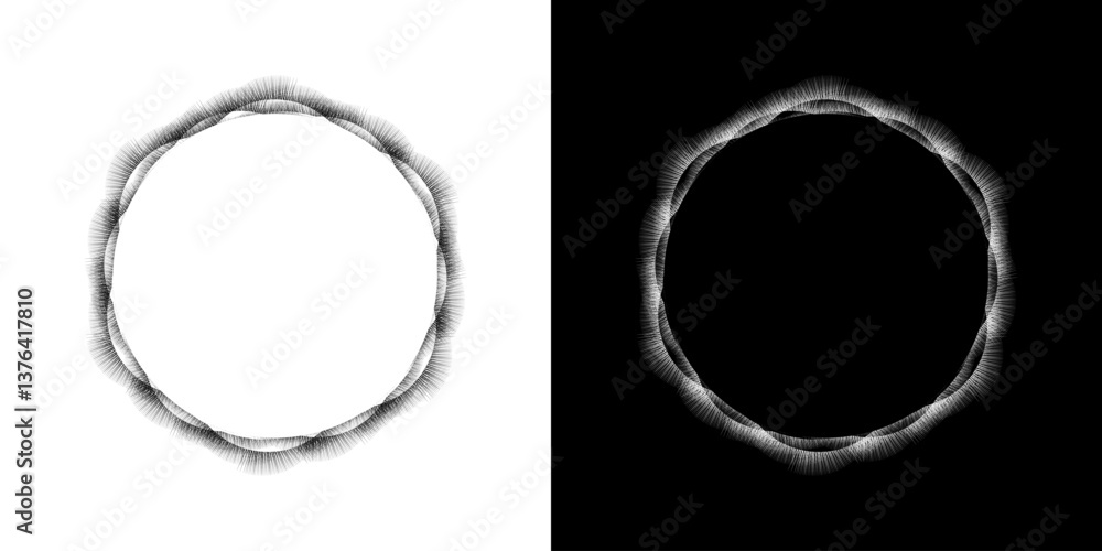 Dynamic abstract spiral sound wave rhythm lines. Circular spiral sound wave rhythm of lines. Circular futuristic abstract lines, black and white background. Dynamic abstract spiral sound wave rhythm lines. Circular spiral sound wave rhythm of lines. Circular futuristic abstract lines, black and white background.