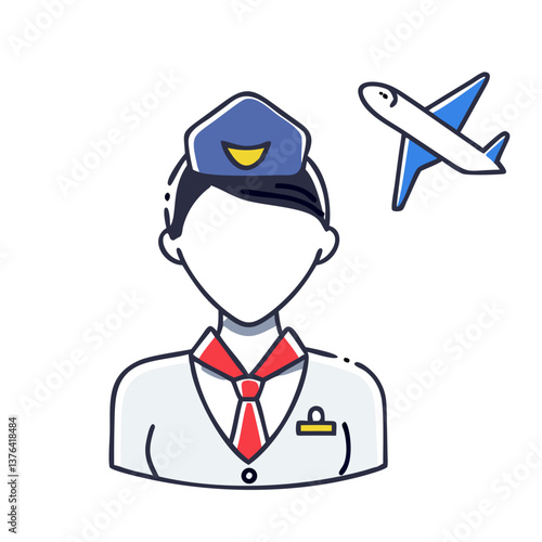 Flight attendant with airplane icon