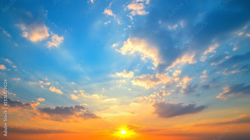 Fototapeta premium Watching a Stunning Sunrise with Clouds and Blue Sky Landscape