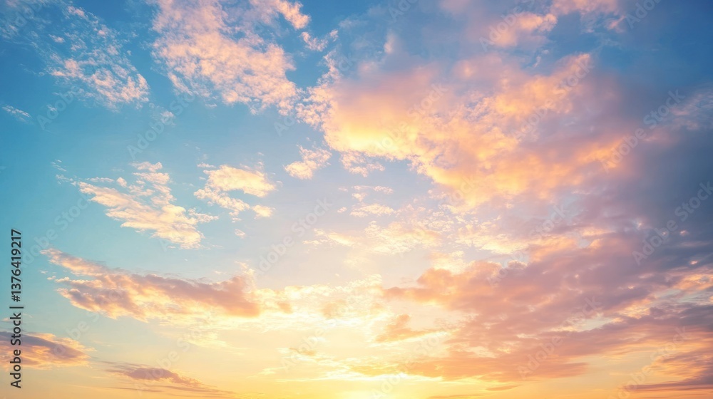 Sunrise Sky with Colorful Clouds Creating a Serene and Peaceful Atmosphere Sunrise Sky with Colorful Clouds Creating a Serene and Peaceful Atmosphere