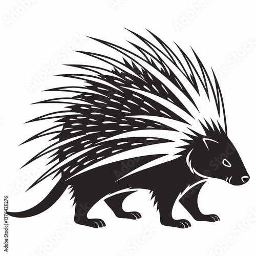 porcupine black silhouette icon vector