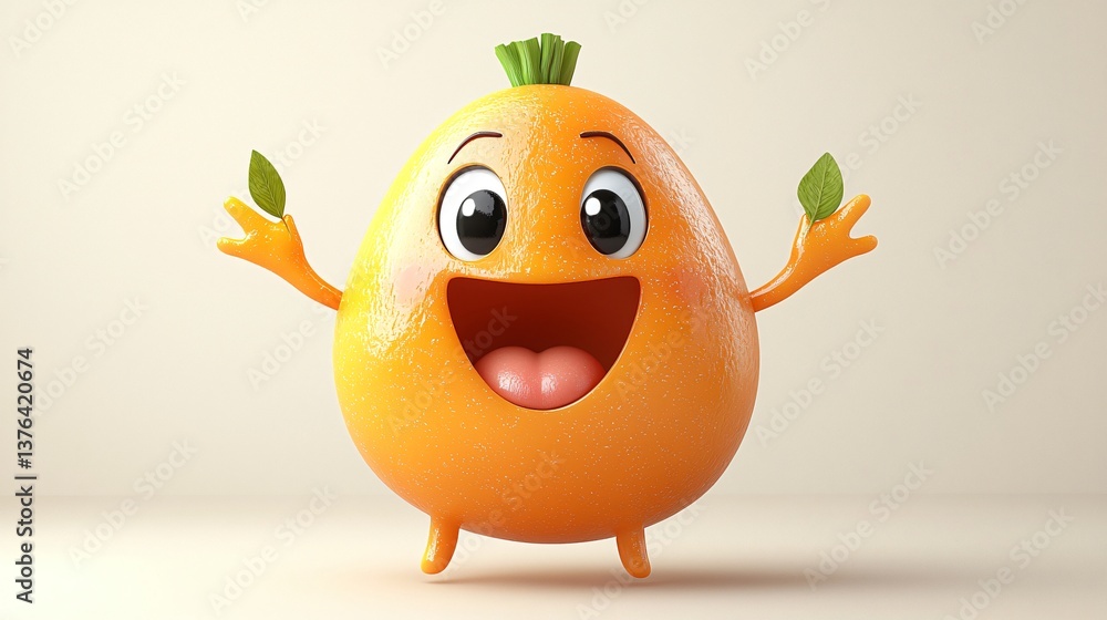 Joyful Orange Fruit Character with Leaves of excellence in splendor beyond compare with grace. Joyful Orange Fruit Character with Leaves of excellence in splendor beyond compare with grace.